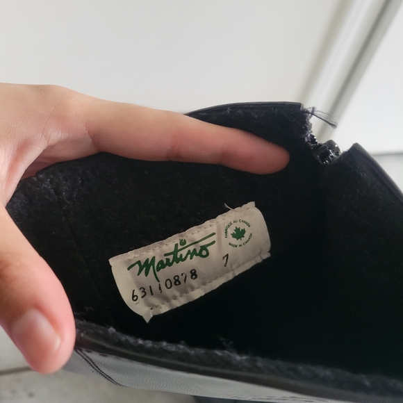 Martino vintage black leather squared toe heeled long boots - Picture 5 of 6